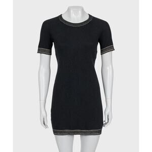 Chanel Black Cashmere Gold Trim Dress Sz.44